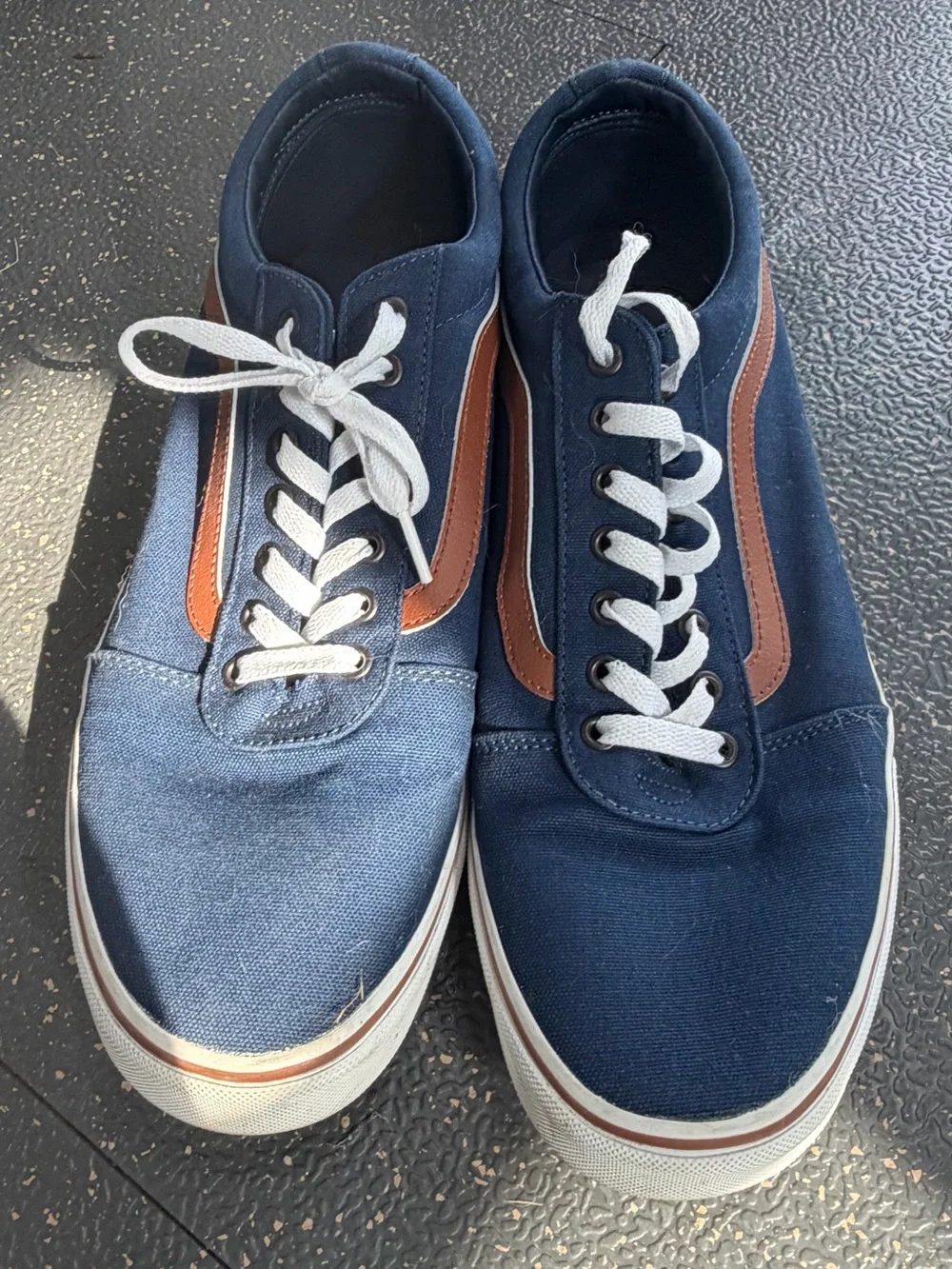 Vans Navy Canvas Sneakers with Brown Side Stripe